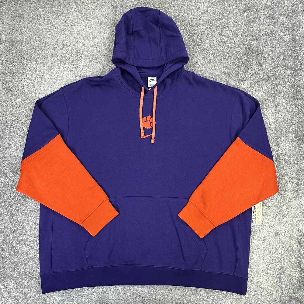 Clemson Tigers Hoodie Mens 4XL Purple Orange NCAA Football Nike PE Pullover